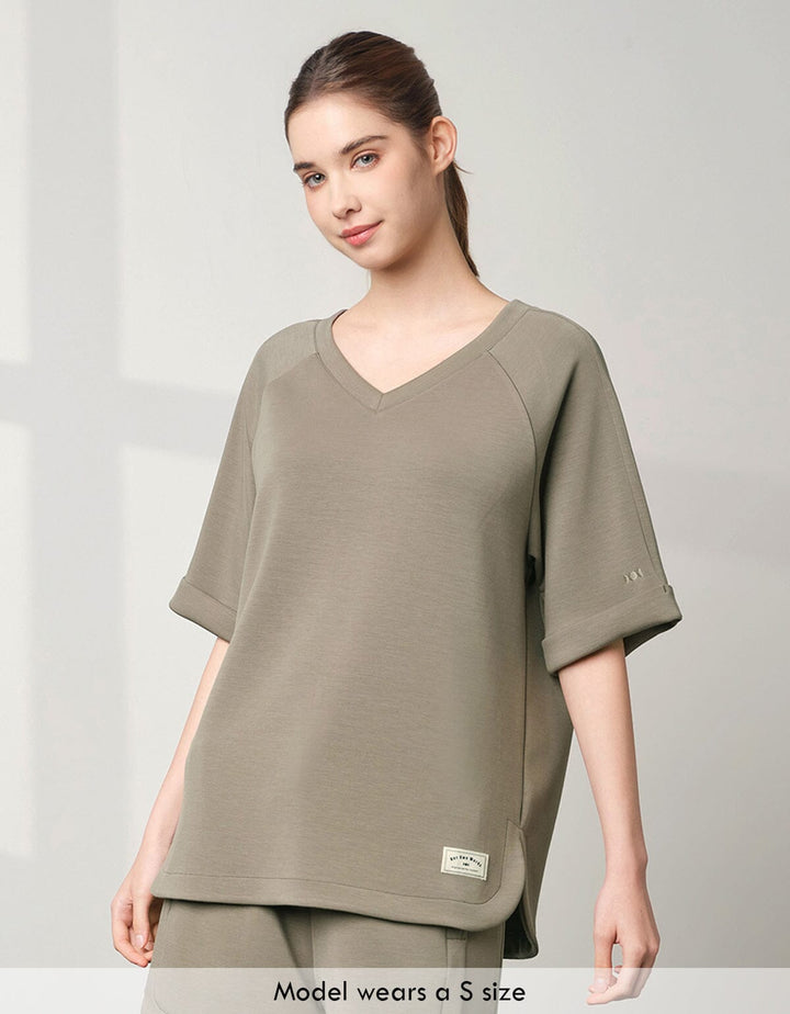COZY TENCEL Loose V-Neck Oversized Short Sleeve Tops Her own words SPORTS 