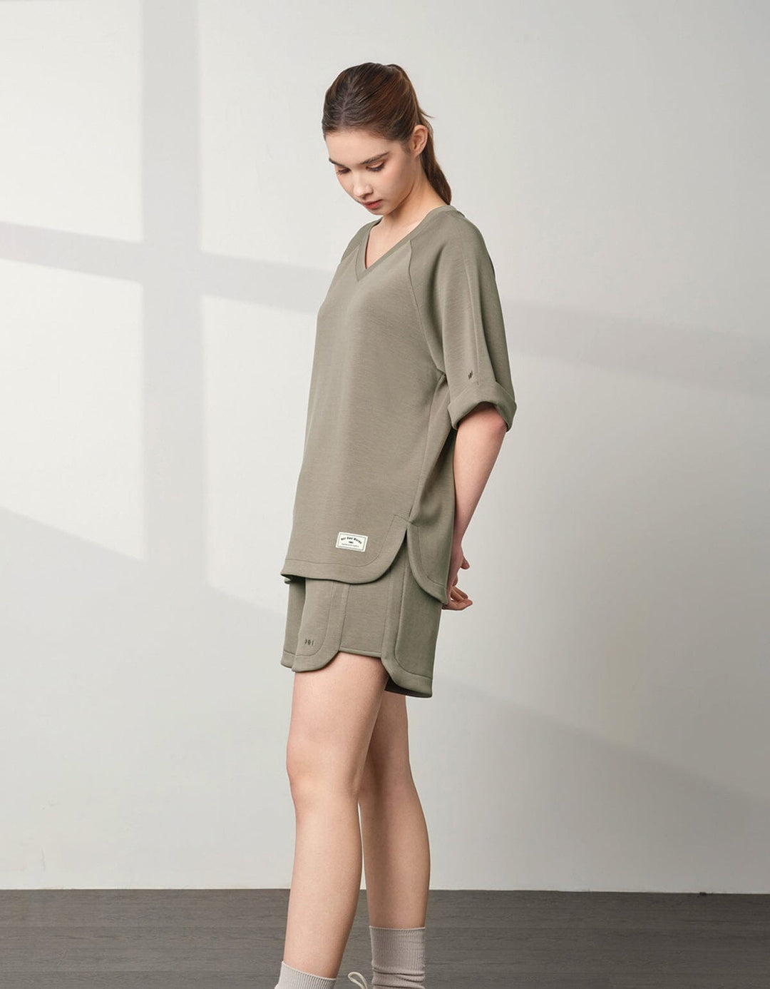 COZY TENCEL Loose V-Neck Oversized Short Sleeve Tops Her own words SPORTS 