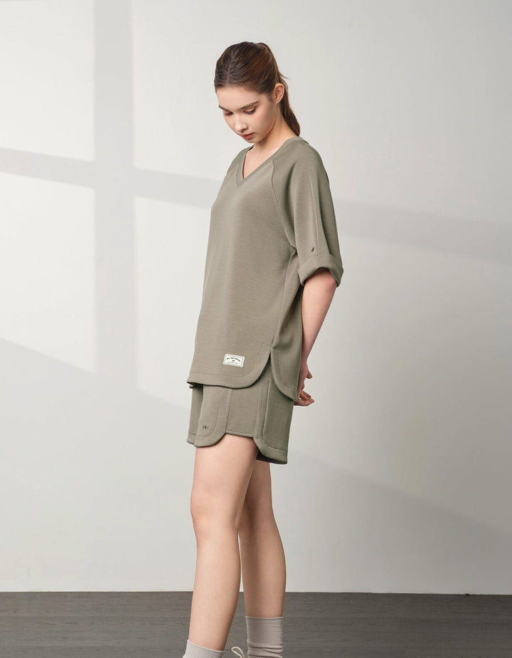 COZY TENCEL Loose V-Neck Oversized Short Sleeve Tops Her own words SPORTS 