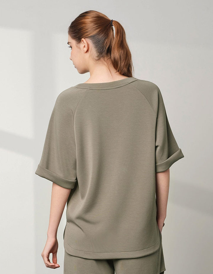 COZY TENCEL Loose V-Neck Oversized Short Sleeve Tops Her own words SPORTS Morel S 