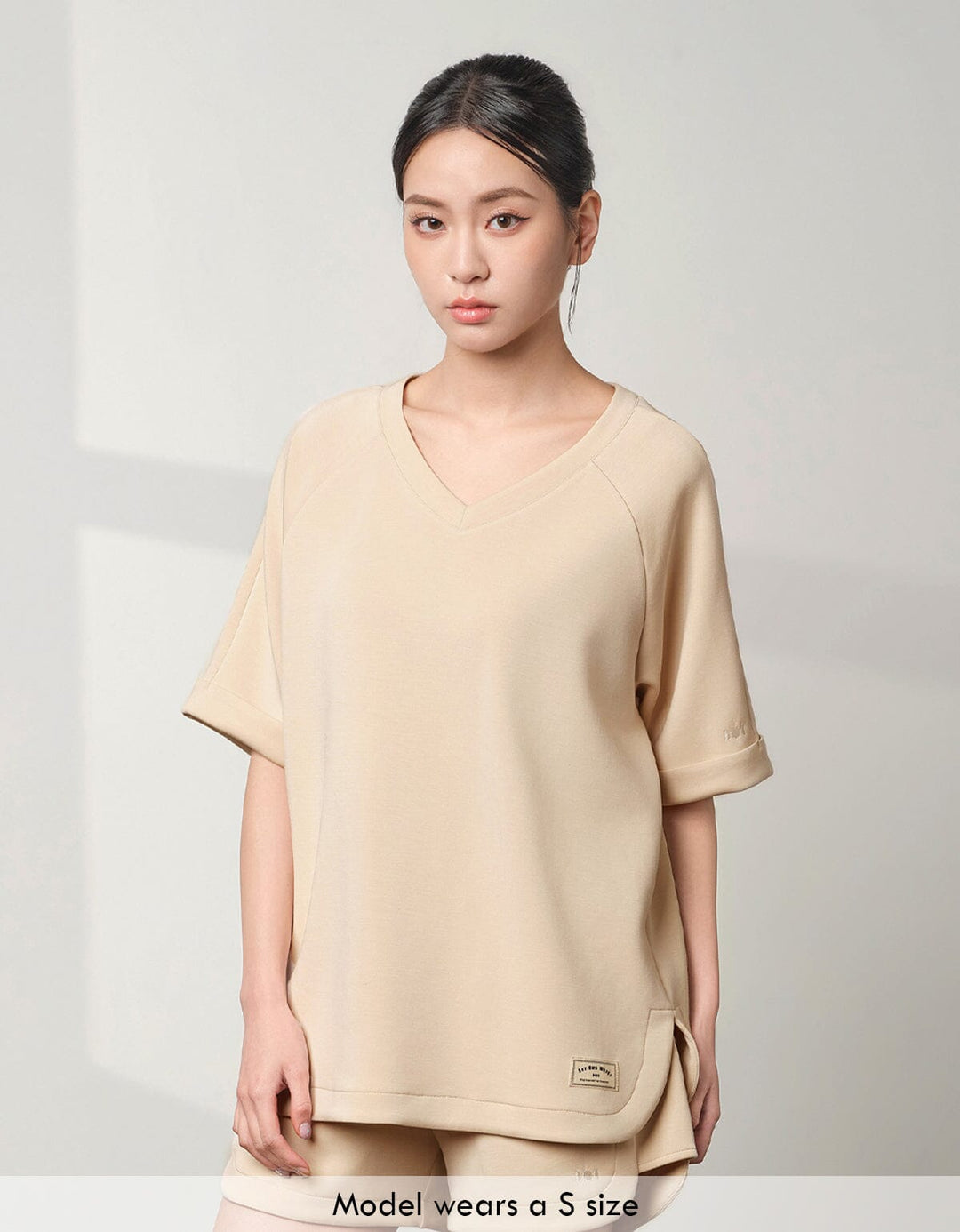 COZY TENCEL Loose V-Neck Oversized Short Sleeve Tops Her own words SPORTS 
