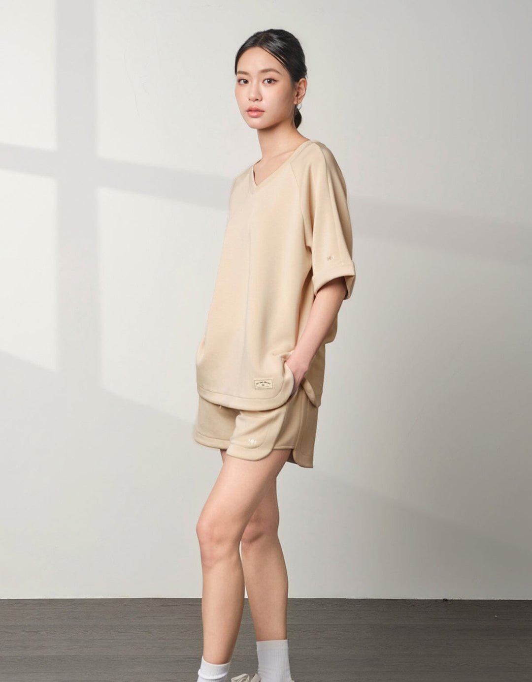 COZY TENCEL Loose V-Neck Oversized Short Sleeve Tops Her own words SPORTS 