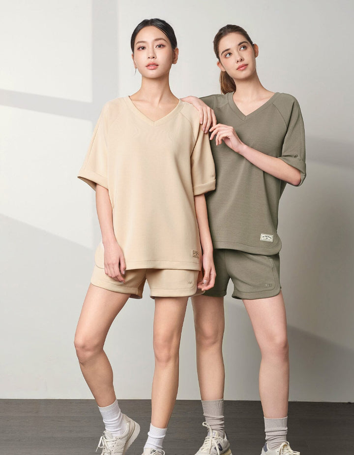 COZY TENCEL Loose V-Neck Oversized Short Sleeve Tops Her own words SPORTS 