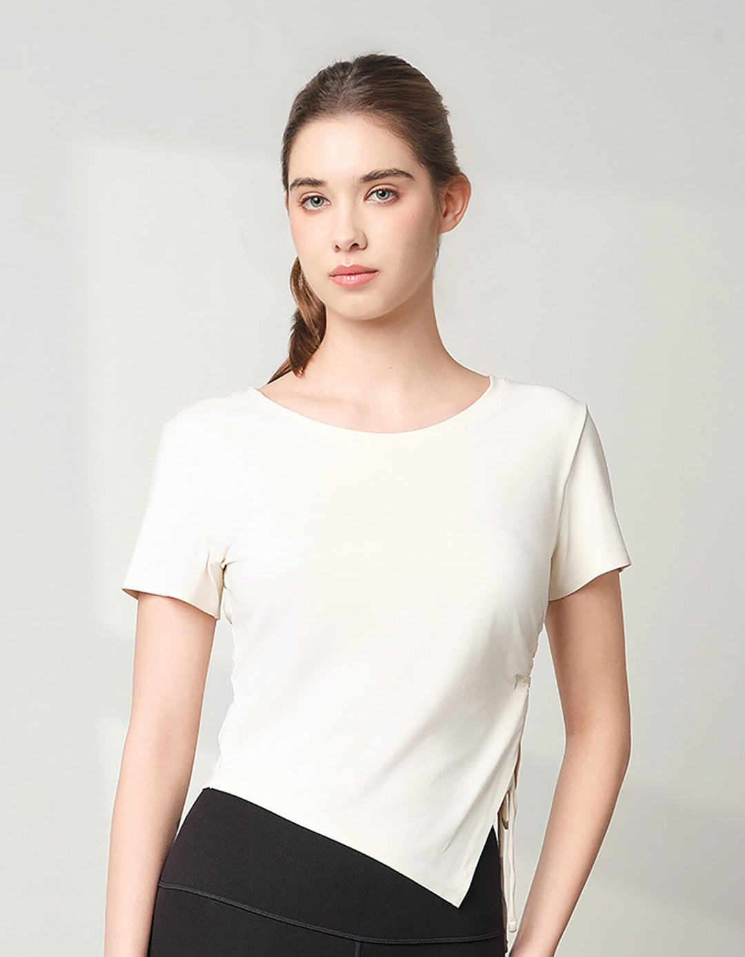 Skin Soft Side Tie Crop Short Sleeve Crop Top Her own words SPORTS 