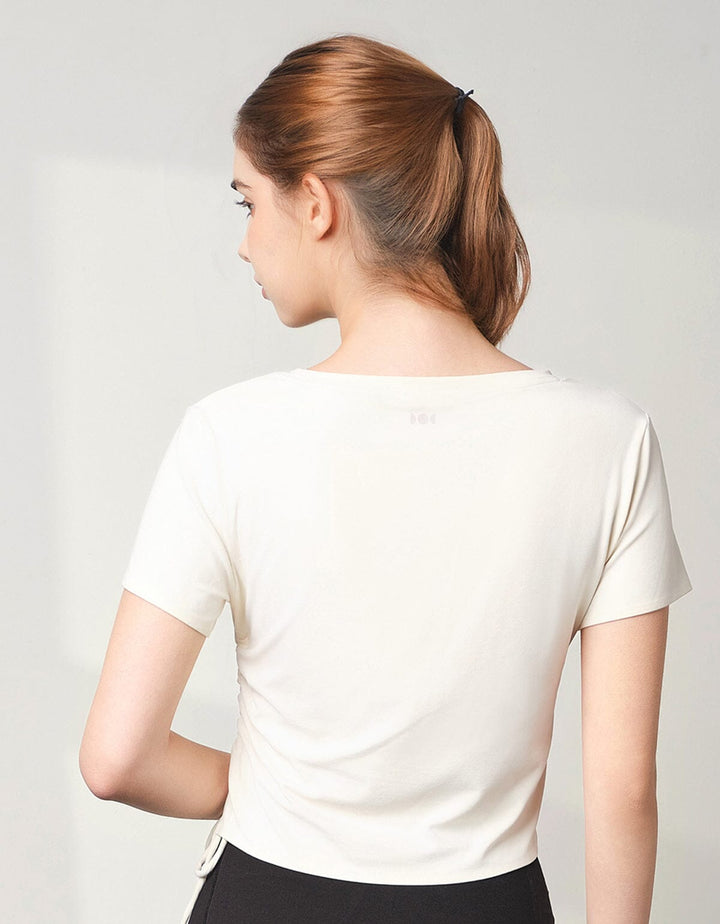 Skin Soft Side Tie Crop Short Sleeve Crop Top Her own words SPORTS 