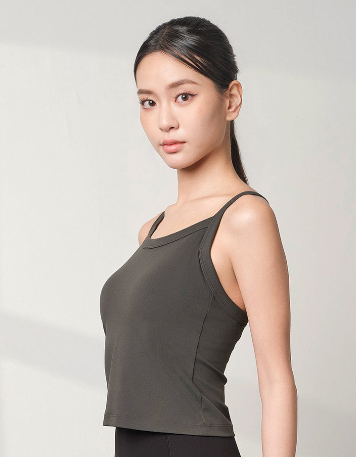 HOW-EFFORTLESS Tight Fit Padded Tank Top Tank Top Her own words SPORTS Dark Gull Gray S 