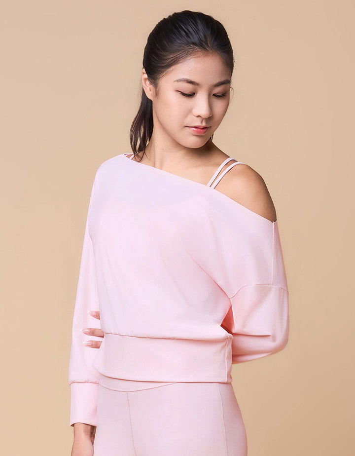Yoga Brushed Off Shoulder Pullover Long Sleeve Her own words SPORTS Barely Pink S 