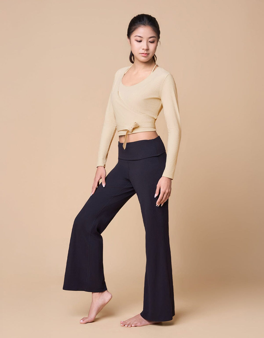 Ribbed Wrap Front Long Sleeve Top Long Sleeve Her own words SPORTS 