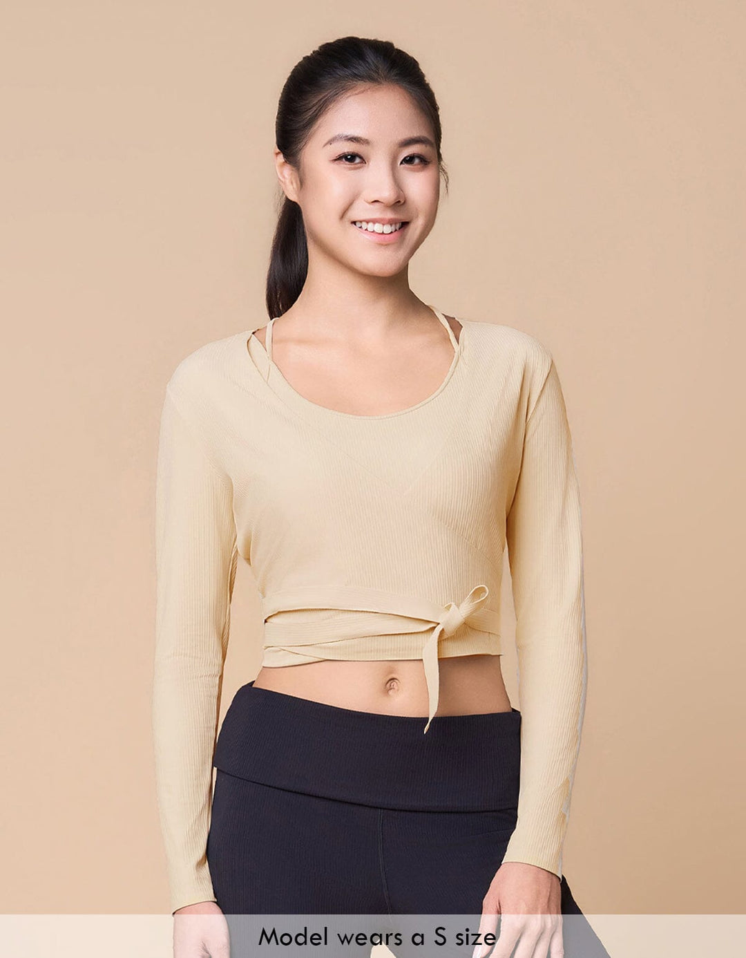 Ribbed Wrap Front Long Sleeve Top Long Sleeve Her own words SPORTS 