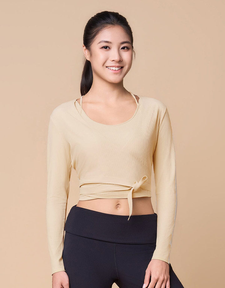Ribbed Wrap Front Long Sleeve Top Long Sleeve Her own words SPORTS 