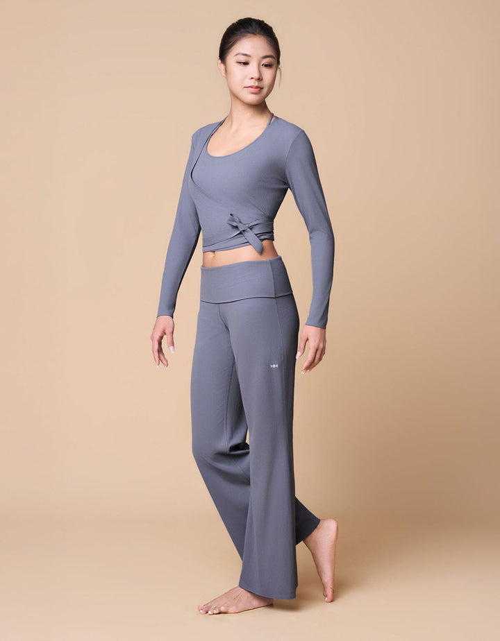 Ribbed Wrap Front Long Sleeve Top Long Sleeve Her own words SPORTS 