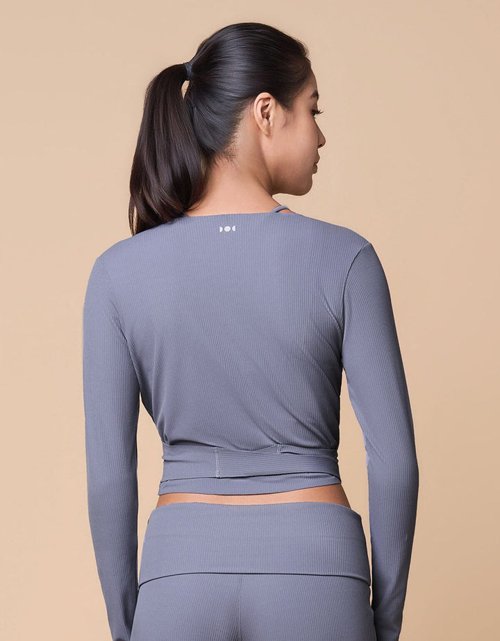 Ribbed Wrap Front Long Sleeve Top Long Sleeve Her own words SPORTS 
