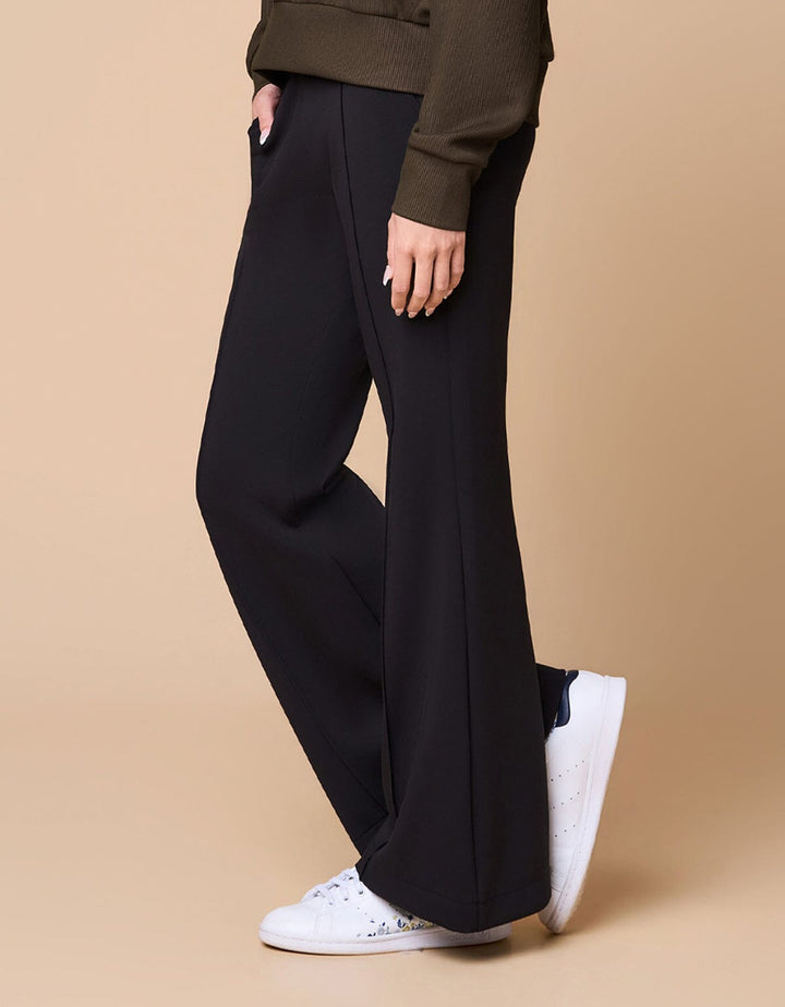 COZY TENCEL Draw Sting Flare Leg Pants Flare Her own words SPORTS Black S 