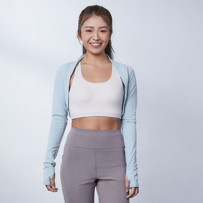 Ribbed UV Protection Long Sleeve Yoga Crop Jacket Tops Her own words SPORTS 
