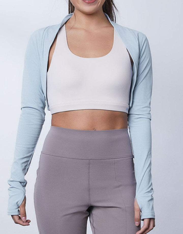 Ribbed UV Protection Long Sleeve Yoga Crop Jacket Crop Top Her own words SPORTS 