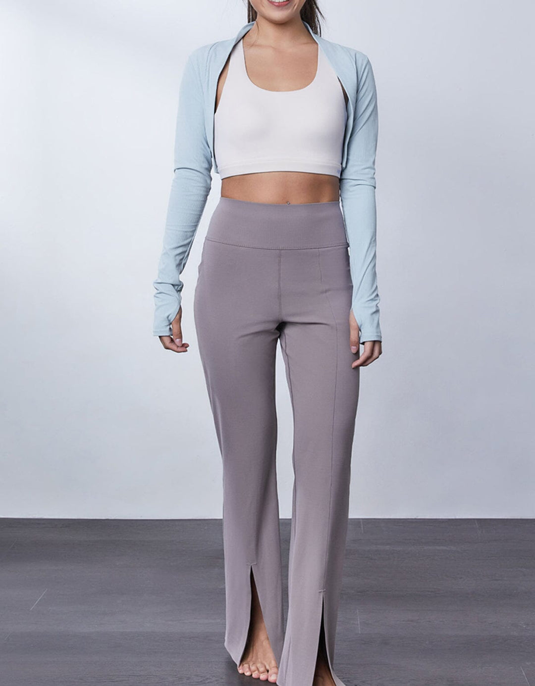Ribbed UV Protection Long Sleeve Yoga Crop Jacket Crop Top Her own words SPORTS 