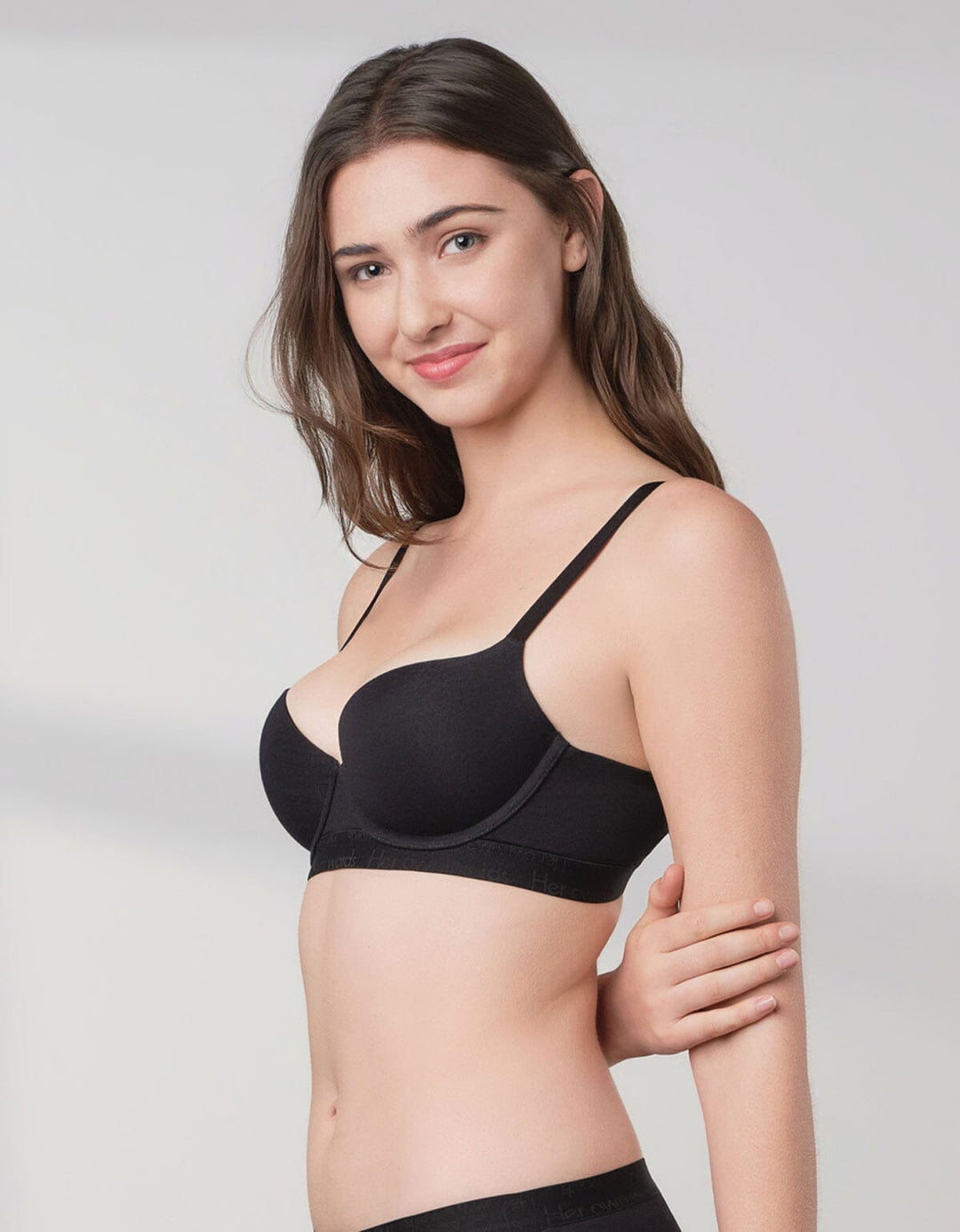 Cotton Modal Balconette Light Push Up Bra Bra Her own words Black 70B 