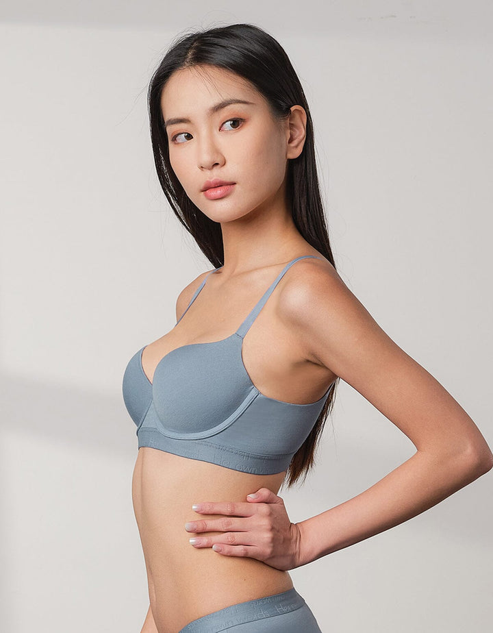 Cotton Modal Balconette Light Push Up Bra Bra Her own words Faded Denim 70B 