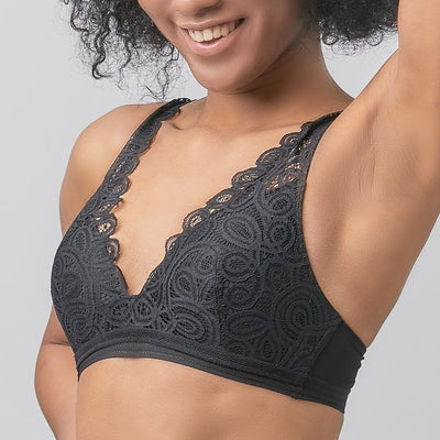 Stylist Plunge Non Wired Lace Bra Bra Her Own Words Black 70A 