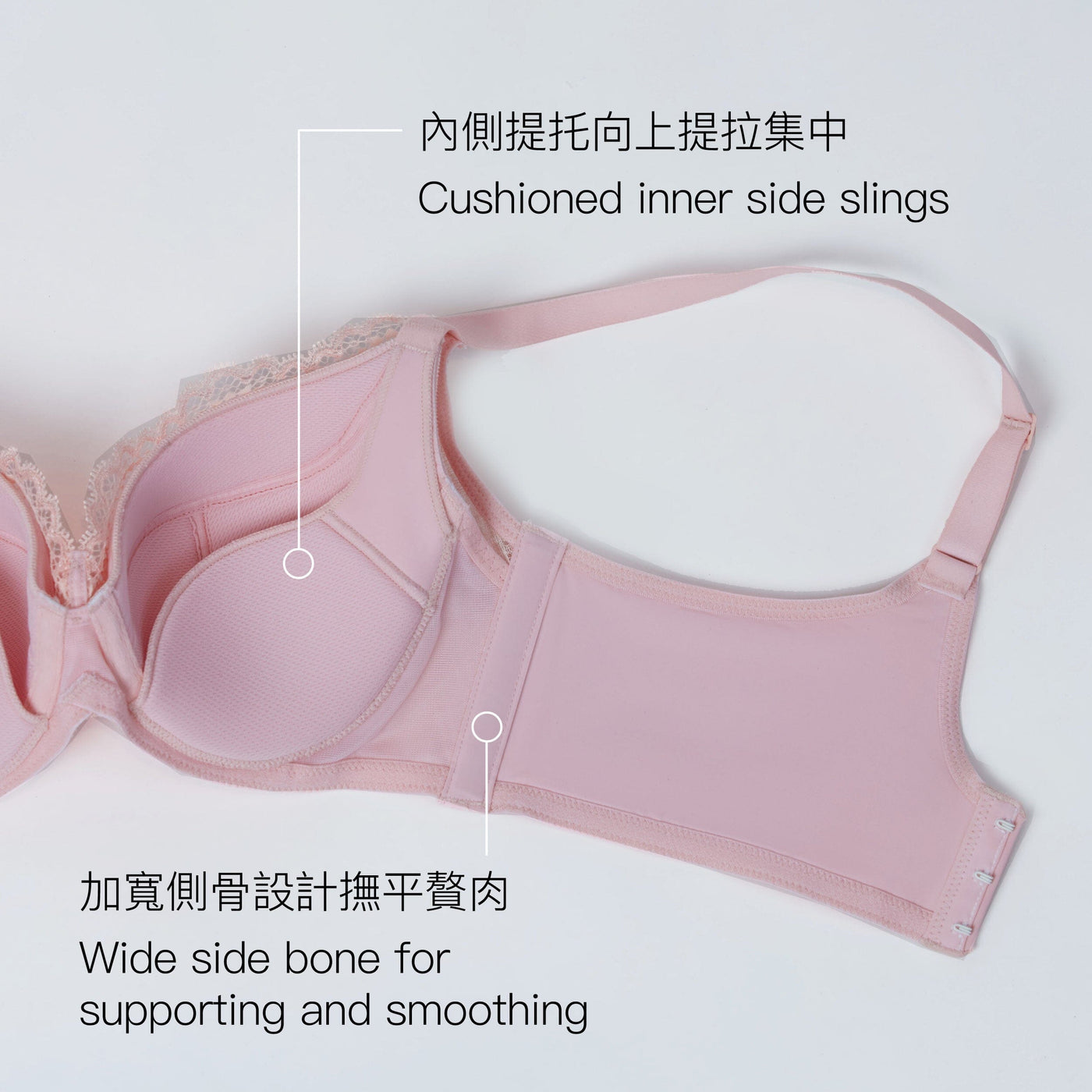 Sustainable REherbafoam™ Slim-cut & Cushioned Sling Push Up Lace Bra Bra Her Own Words Impatiens Pink 70B 