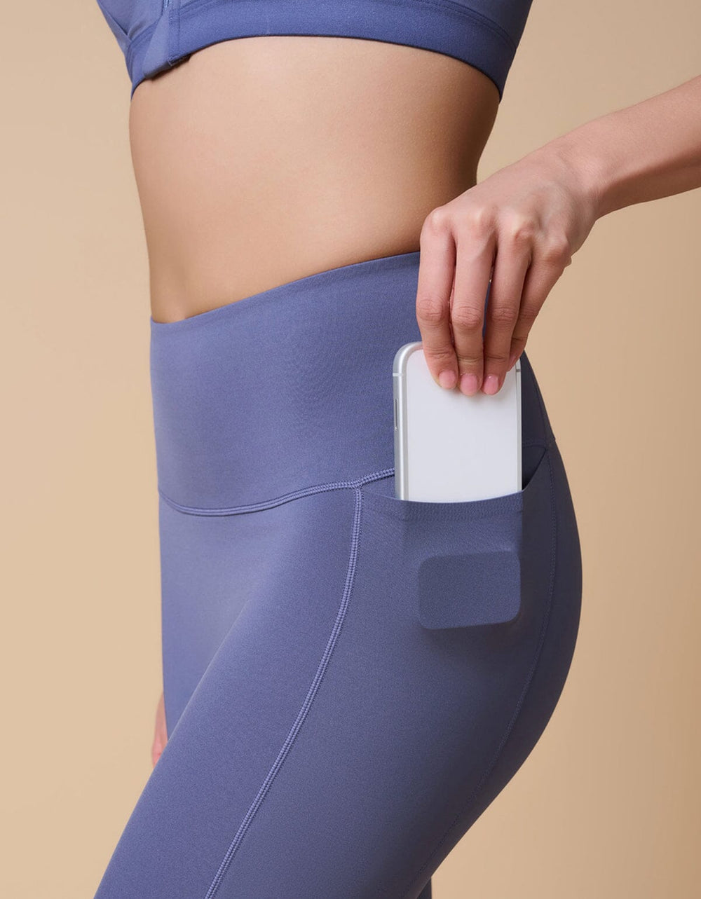 HOW-CONTROLLED High Waist Side Pocket Full Length Leggings Leggings Her own words SPORTS Blue Indigo S- 