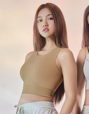 INVISIBLE REherbafoam™ & REextraSkin™ W-Shape Support High Neck Longline Knit Bra Top Bra Her own words