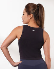 SUSTAINABLE Knit REherbafoam™ REextraSkin™ Low Impact Yoga Crop Top Sports Bra Her own words SPORTS Black XS