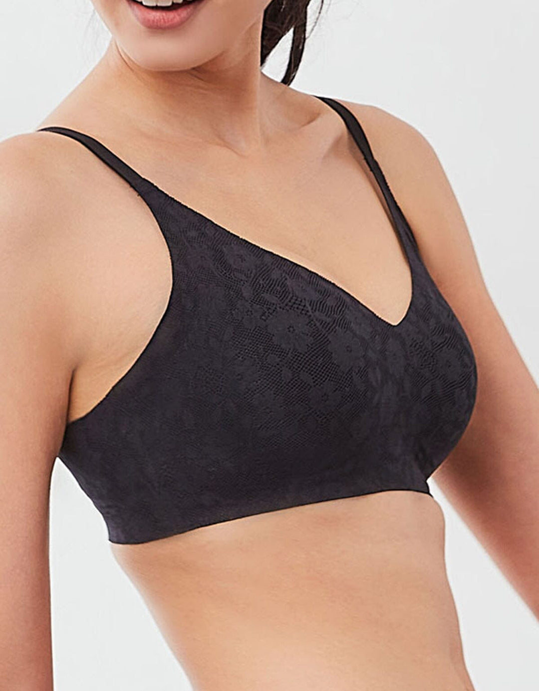 INVISIBLE Lightmesh REextraSkin™ W-Shape support Bralette Bra Her own words Black XS (70A-B) 