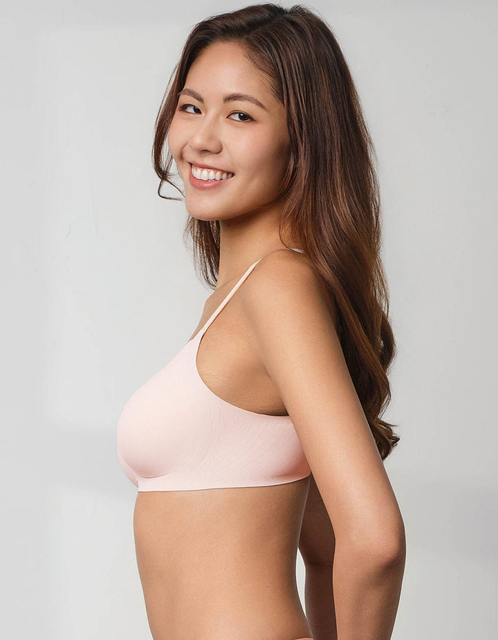 AIRY Ribbed AirFlow 4-in-1 Patented Breathable Light Push Up Non Wired Bra Bra Her own words Hushed Violet XS (70A-B) 