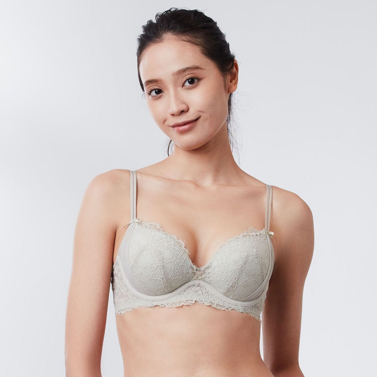 Stylist Plunge Push Up Lace Bra Bra Her Own Words Agate Gray 70A 