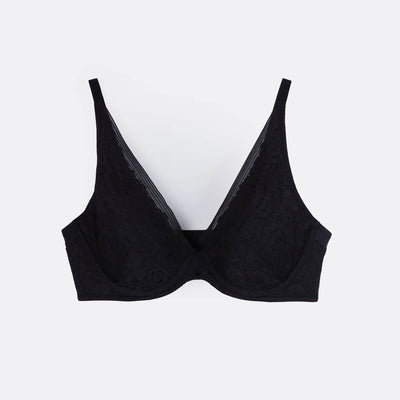 Sustainable REherbafoam™ REadGrid™ Full Coverage Lightly Lined Lace Bra Bra Her Own Words Black 75B 