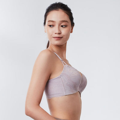 Sustainable REherbafoam™ W-Shape support Butterfly Push Up Lace Bra Bra Her Own Words Dull Lilac 70B 