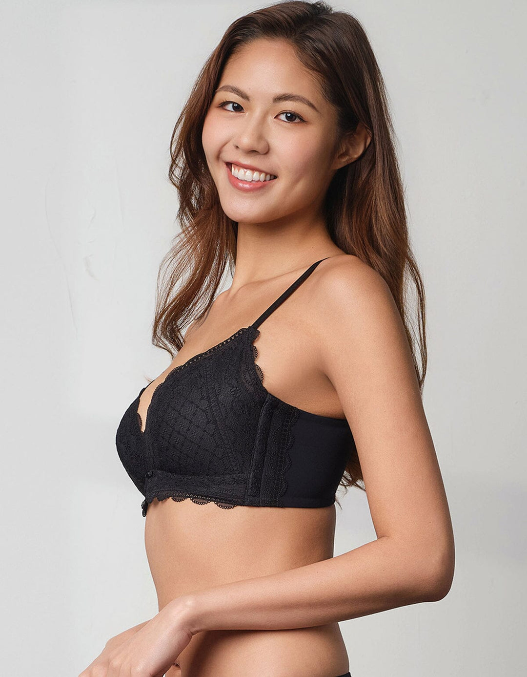 SOLUTION Memory Foam Non Wired Light Push Up Lace Bra Bra Her own words Black 80B 