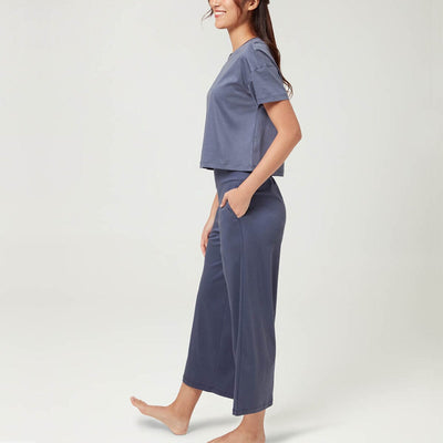 Cotton Silk Lounge Top Homewear Her Own Words Nightshadow Blue S 