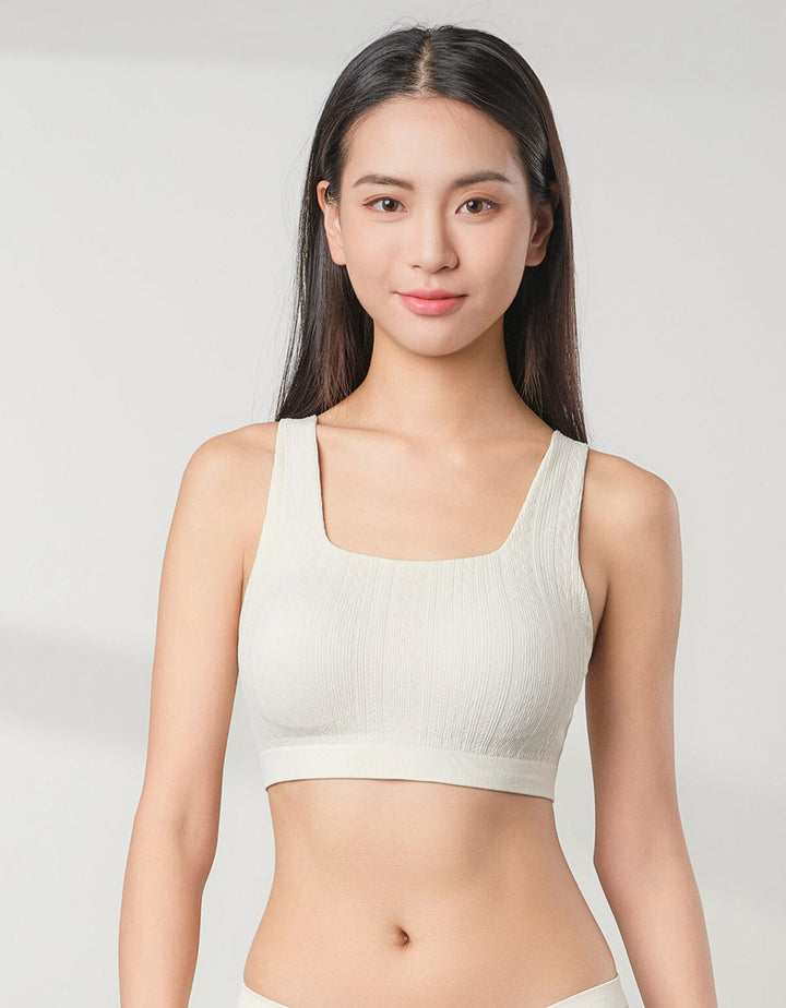 INVISIBLE Seamless Knit Square Neck Light Push Up Bra Top Bra Her own words 