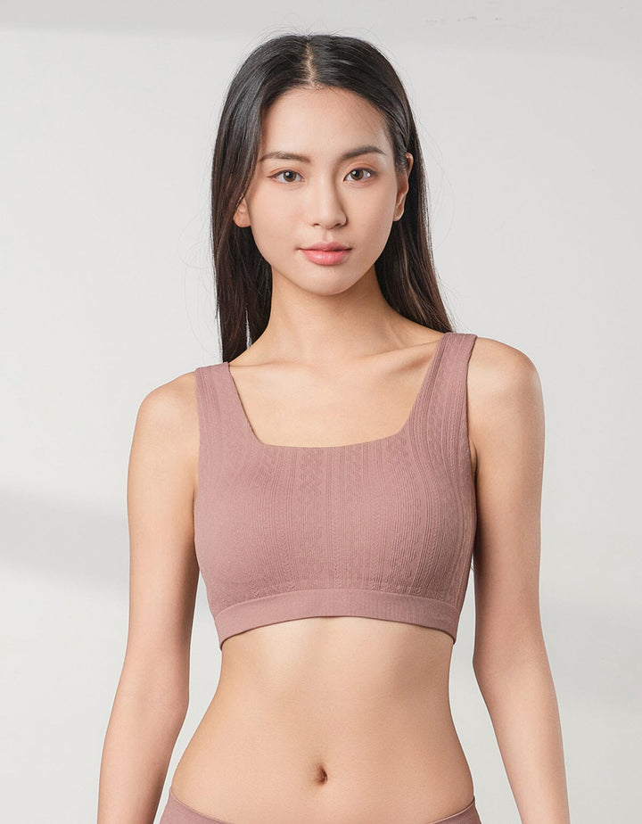 INVISIBLE Seamless Knit Square Neck Light Push Up Bra Top Bra Her own words 