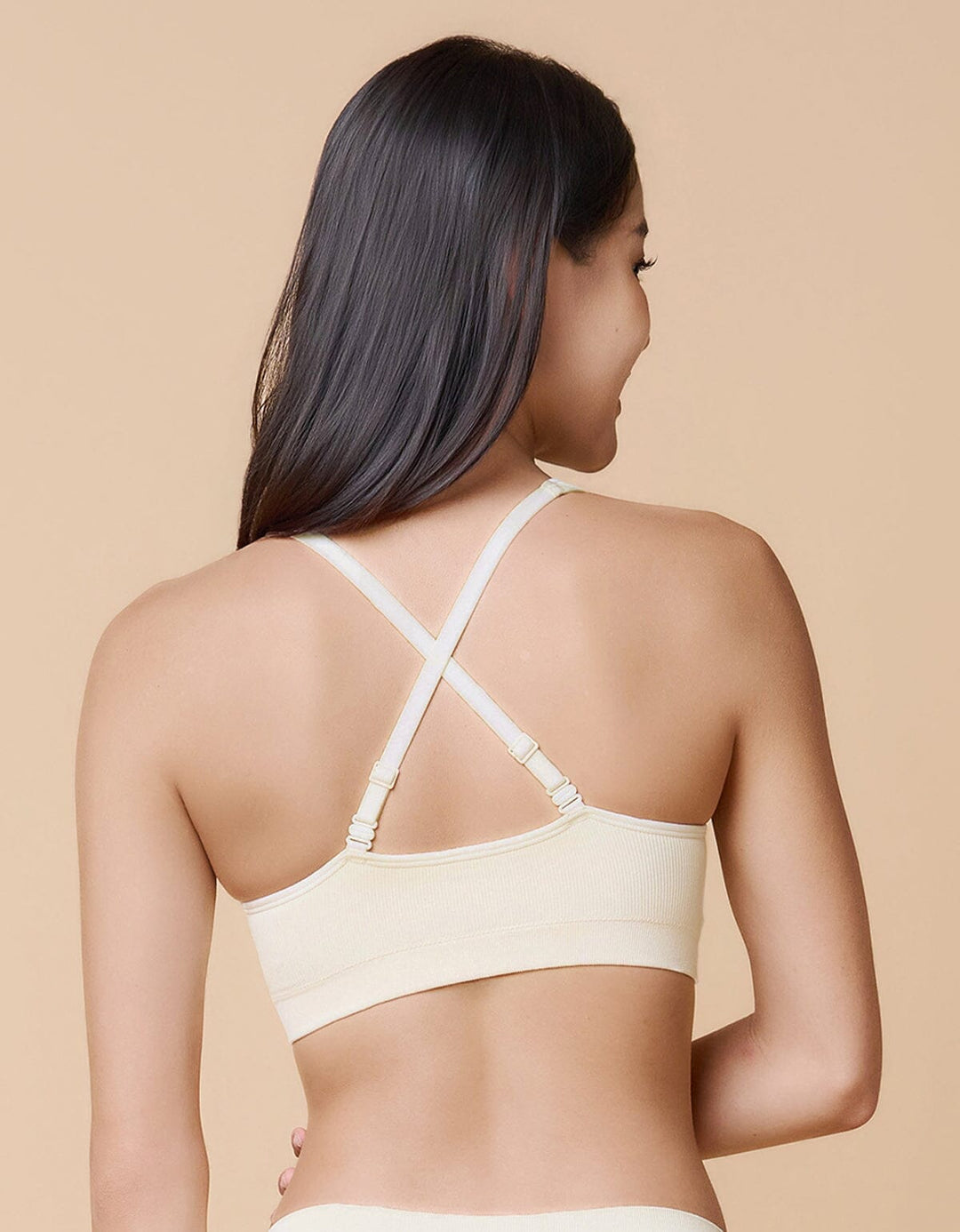 INVISIBLE Seamless Knit Rib Deep V Non Wired Bra Top Bra Her own words 