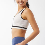 REextraSkin™ Medium Impact Knit Zip Front Sports Bra Sports Bra Her own words SPORTS White Sand 70B