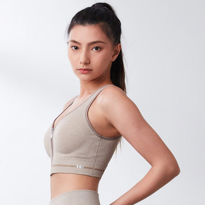Sustainable Seamless Knit REherbafoam™ & REextraSkin™ Medium Impact Zip Front Sports Bra Sports Bra Her own words SPORTS 