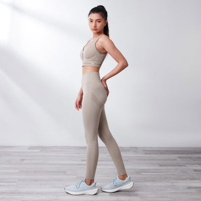 Butt-Sculpting Sustainable Seamless Knit High-Waist Cropped Petite Sports Leggings Leggings Her own words SPORTS Desert Heather S 