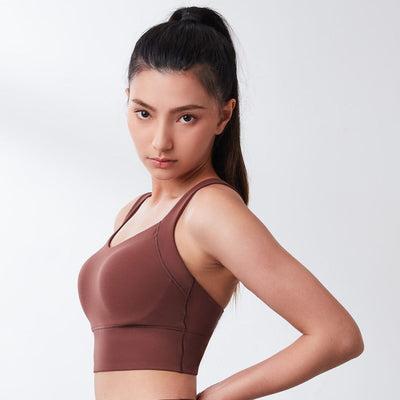 Skin Feel REmarshmellowPad™ UV Protection Medium Impact Sports Bra Sports Bra Her own words SPORTS Deep Mahogany 70B 