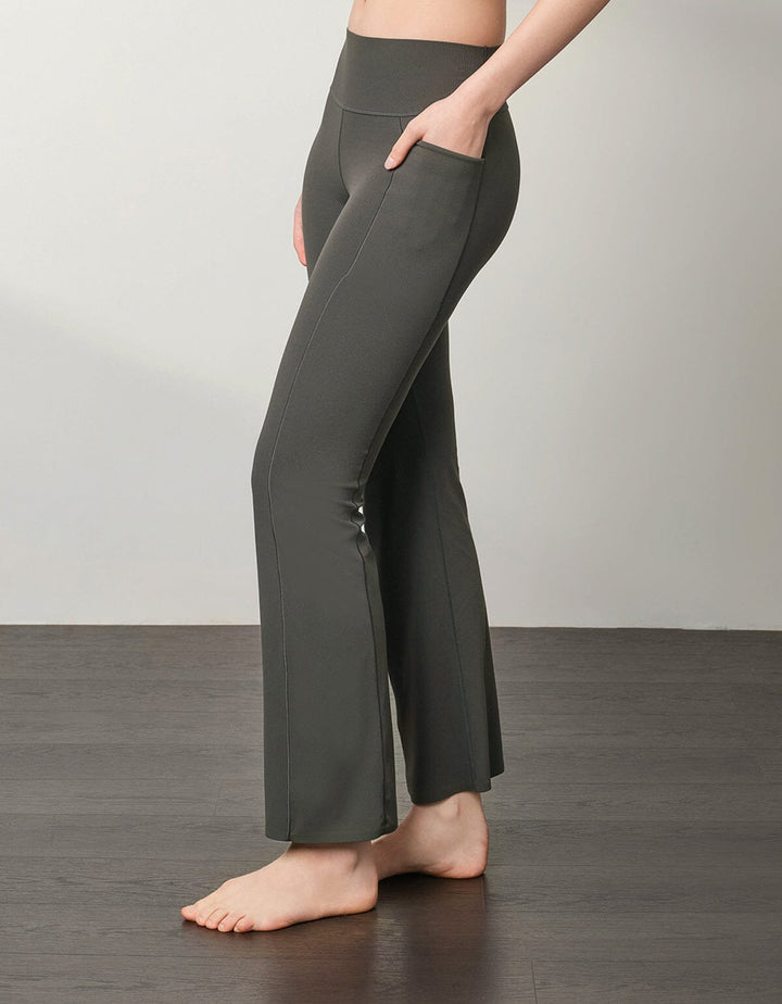HOW-EFFORTLESS Medium Waist Kick Flare Ankle Leggings Flare Her own words SPORTS 