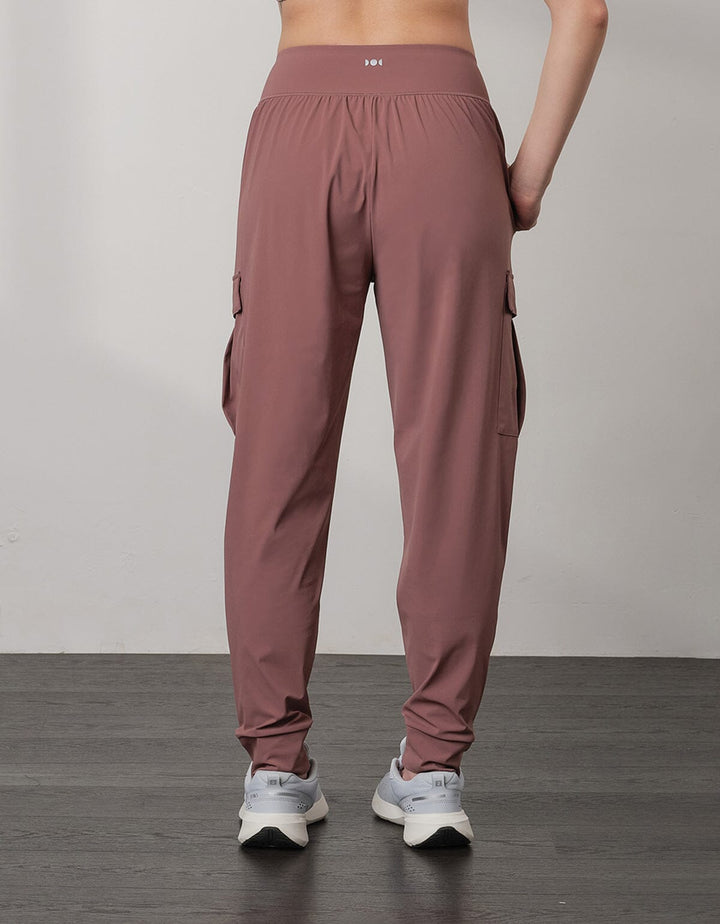 HOW-STAYDRY Mid Waist Full Length Quick Dry Cargo Jogger Jogger Her own words SPORTS Rose Taupe S 
