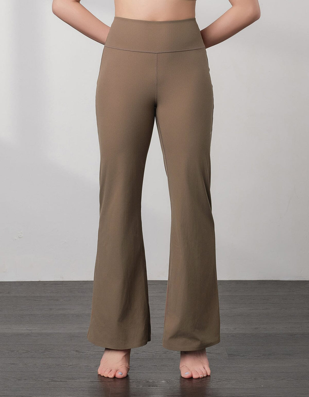 HOW-EFFORTLESS Ribbed High Waist Flare Leg Full Length Flare Her own words SPORTS 