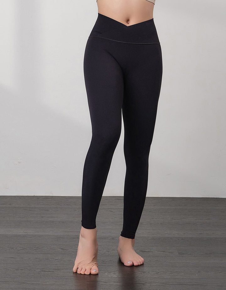 HOW-EFFORTLESS Front Cross High Waist Legging Full Length Leggings Her own words SPORTS 