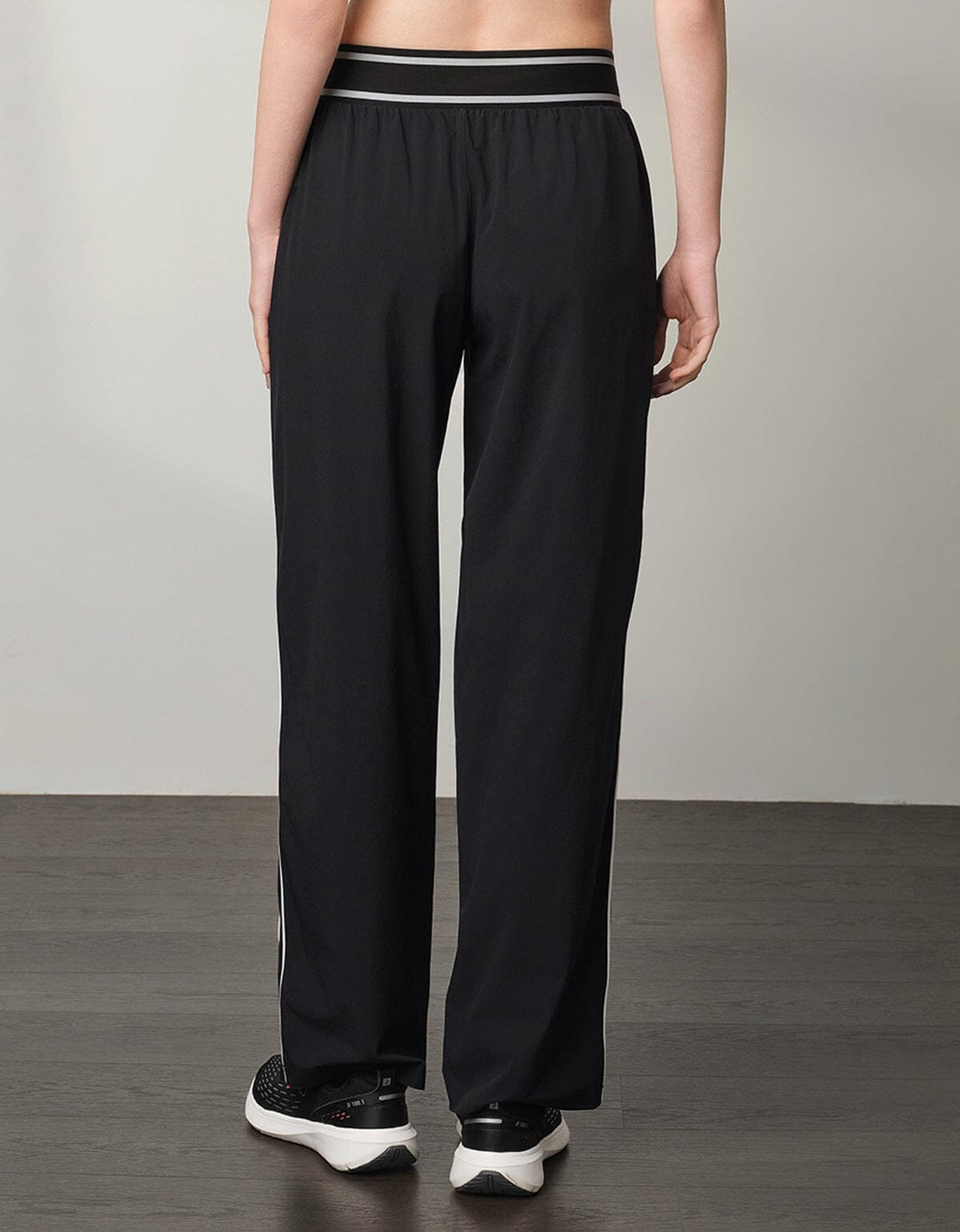 WOVEN Contrast Color Pipping Mid Waist Straight leg Pants Leggings Her own words SPORTS 