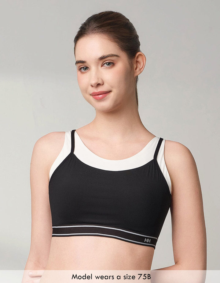 (No photo) HOW-AIRY Ribbed Breathable Medium Impact Sports Bra Sports Bra Her own words SPORTS 
