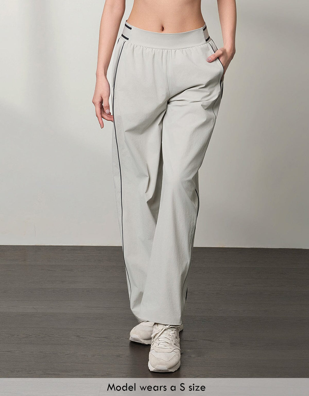 WOVEN Contrast Color Pipping Mid Waist Straight leg Pants Wide Leg Her own words SPORTS 