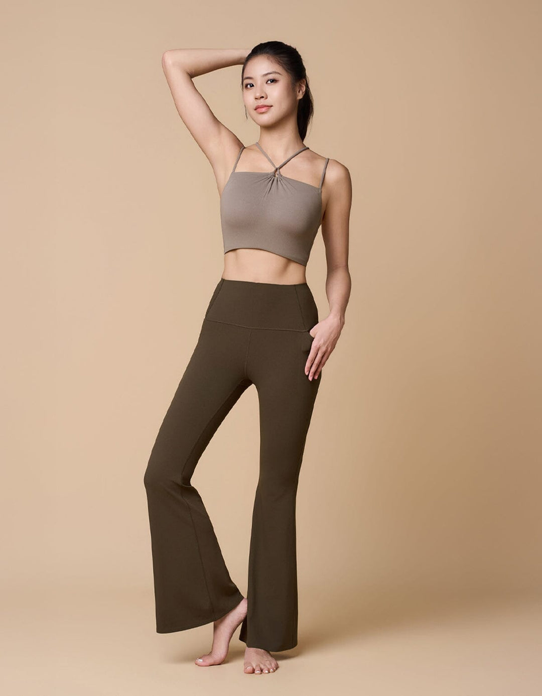 HOW-EFFORTLESS High Waist Kick Flare Full Length Leggings Leggings Her own words SPORTS 