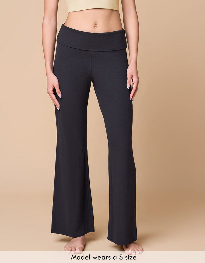 Ribbed Foldover Waist Kick Flare Full Length Leggings Flare Her own words SPORTS 